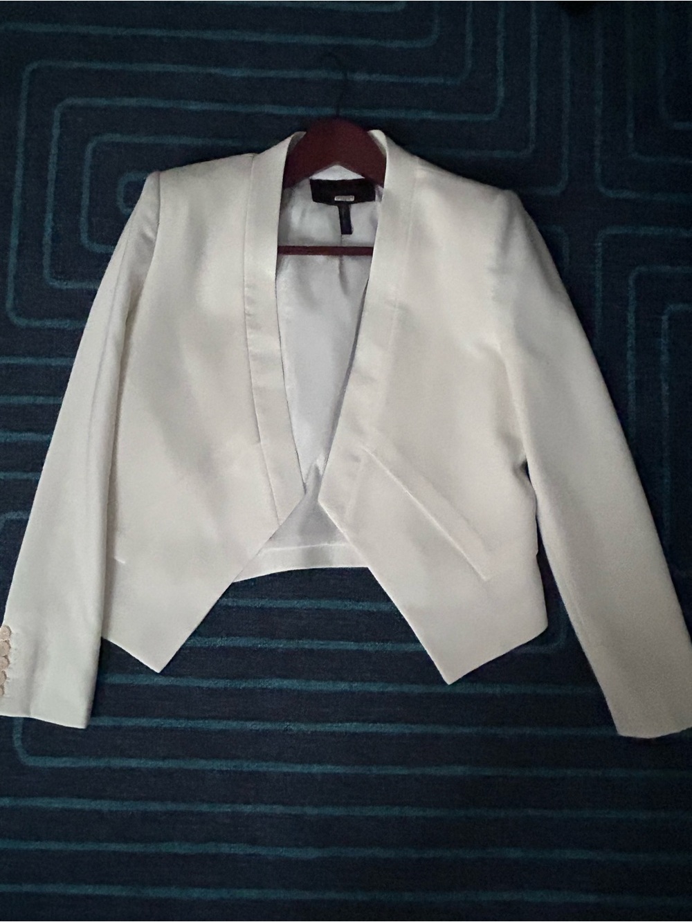 BCBG White Open-Front Cropped Women's Blazer